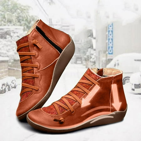 Women s Casual Flat Leather Retro Lace-up Boots Side Zipper Round Toe Shoe Boots Note Please Buy One Or Two Sizes Larger
Women s Casual Flat Leather Retro Lace-up Boots Side Zipper Round Toe Shoe Boots Note Please Buy One Or Two Sizes Larger