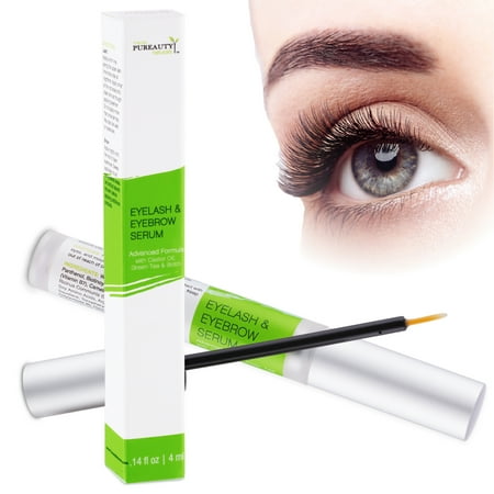 Pureauty Naturals Eyelash Serum and Eyebrow Enhancer, Boost Longer and Thicker Looking Lashes and Eyebrows - 14 Fl Oz