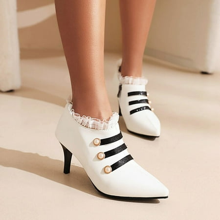 Aayomet Pumps for Women Ladies Fashion Solid Color Leather Lace Trim Side Zipper Thin High Heel Casual Single Shoes White 7
Aayomet Pumps for Women Ladies Fashion Solid Color Leather Lace Trim Side Zipper Thin High Heel Casual Single Shoes White 7