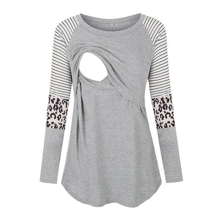 Qinavy Womens Pregnant Round Neck Leopard Colorblock Long Sleeve Nursing Maternity T-Shirts
Qinavy Womens Pregnant Round Neck Leopard Colorblock Long Sleeve Nursing Maternity T-Shirts