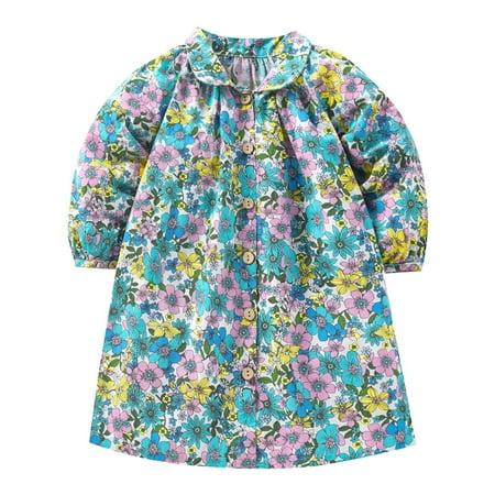 Toddler Girls Dress Long Sleeve Cartoon Floral Printed Buttons Spring Summer Cute Cartoon Sundress For Girls
Toddler Girls Dress Long Sleeve Cartoon Floral Printed Buttons Spring Summer Cute Cartoon Sundress For Girls
