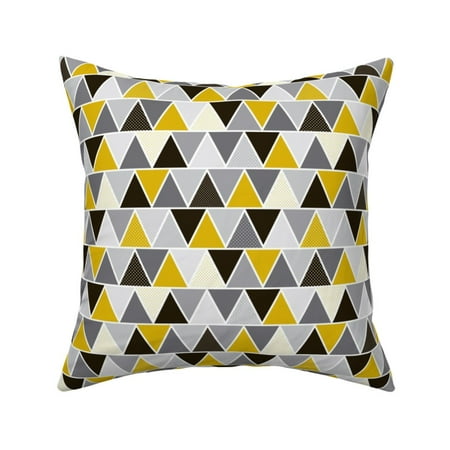 Geometric Chevron Triangle Gold Throw Pillow Cover w Optional Insert by Roostery