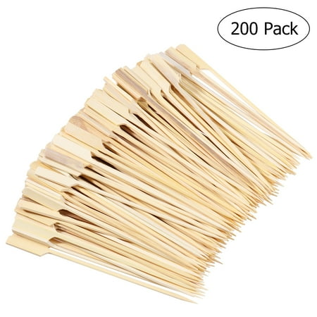 NUOLUX 200Pcs Bamboo Paddle Pick Skewers Roasting Sticks for Fruit BBQ Use