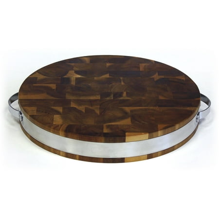 Mountain Woods Brown Extra Thick Acacia Hardwood End Grain Round Cutting Board w/ Stainless Steel Band - 15
Mountain Woods Brown Extra Thick Acacia Hardwood End Grain Round Cutting Board w/ Stainless Steel Band - 15