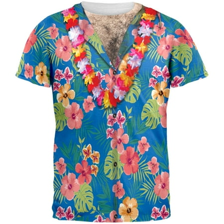 Hawaiian Shirt With Lei All Over Costume Adult T-Shirt