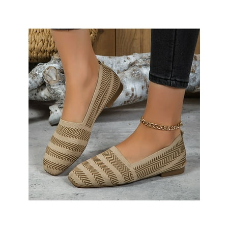 Ritualay Womens Ballet Flat Slip-On Flats Square Toe Casual Shoe Breathable Fashion Comfort Shoes Women Ladies Striped Loafers Apricot 2# 6.5 
Ritualay Womens Ballet Flat Slip-On Flats Square Toe Casual Shoe Breathable Fashion Comfort Shoes Women Ladies Striped Loafers Apricot 2# 6.5