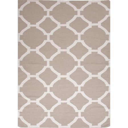 2' x 3' Sandy Tan and Cream Flat Weave Rafi Wool Reversible Area Throw Rug