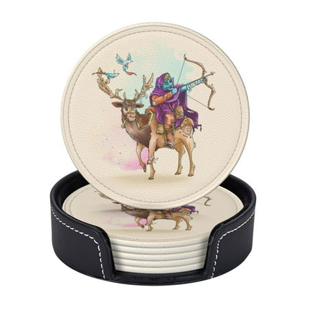 LNWH Coasters Magic Knight Leather Round Coasters Set of 6 for Kitchen Dining Room Living Room Bar - Tabletop Waterproof and Anti-scald
LNWH Coasters Magic Knight Leather Round Coasters Set of 6 for Kitchen Dining Room Living Room Bar - Tabletop Waterproof and Anti-scald