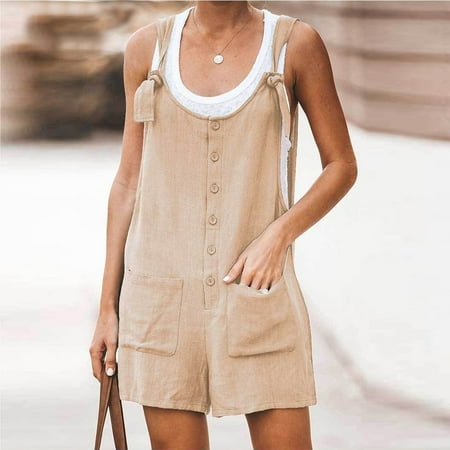 FAFWYP Women s Summer Plus Size Solid Jumpsuits Casual Ethnic Style Sleeveless Spoon Neck Adjustable Spaghetti Strap Rompers Loose Linen Buttons Stretchy Short One Piece Overalls with Pockets
FAFWYP Women s Summer Plus Size Solid Jumpsuits Casual Ethnic Style Sleeveless Spoon Neck Adjustable Spaghetti Strap Rompers Loose Linen Buttons Stretchy Short One Piece Overalls with Pockets