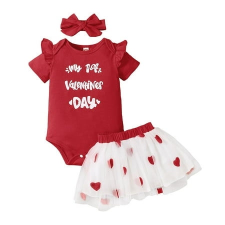 Infant Baby Girl Clothes Toddler Baby Girls Summer Outfits Letter Print Short Sleeve Romper Top Tulle Skirt Headband 3PCS Set Red 18-24 Months
Infant Baby Girl Clothes Toddler Baby Girls Summer Outfits Letter Print Short Sleeve Romper Top Tulle Skirt Headband 3PCS Set Red 18-24 Months