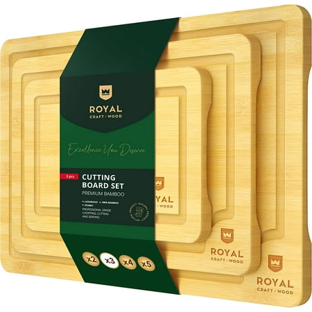 Wooden Cutting Boards for Kitchen Meal Prep & Serving - Bamboo Wood Cutting Board Set with Deep Juice Groove Side Handles - Charcuterie & Chopping Butcher Block for Meat - Kitchen Gadgets Gift (3 Pcs)
Wooden Cutting Boards for Kitchen Meal Prep & Serving - Bamboo Wood Cutting Board Set with Deep Juice Groove Side Handles - Charcuterie & Chopping Butcher Block for Meat - Kitchen Gadgets Gift (3 Pcs)
