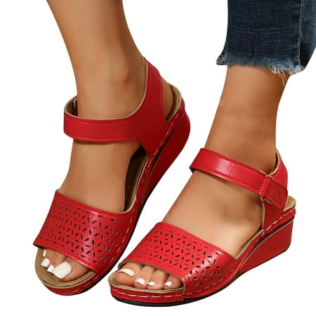 Fall Winter Savings Clearance! Itsun Women s Wedge Sandals Women s New Large Size Hollow Thick Bottom One Line Buckle Wedge Sandals Red
Fall Winter Savings Clearance! Itsun Women s Wedge Sandals Women s New Large Size Hollow Thick Bottom One Line Buckle Wedge Sandals Red