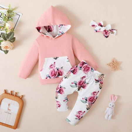 Uccdo 3Pcs Baby Girls Long Sleeve Outfit Set Flower Print Hoodie Sweatshirt Tops + Long Pants + Headband 3-24M
Uccdo 3Pcs Baby Girls Long Sleeve Outfit Set Flower Print Hoodie Sweatshirt Tops + Long Pants + Headband 3-24M