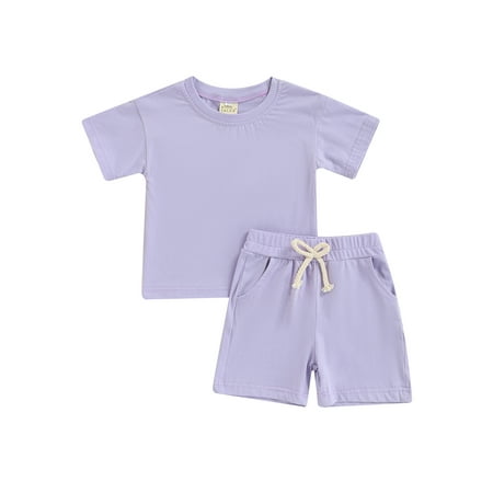 Canrulo Unisex Toddler Boys Girls T Shirts Tees Tops+Short Pants with Pocket Outfits Summer Clothes Purple 1-2 Years
Canrulo Unisex Toddler Boys Girls T Shirts Tees Tops+Short Pants with Pocket Outfits Summer Clothes Purple 1-2 Years
