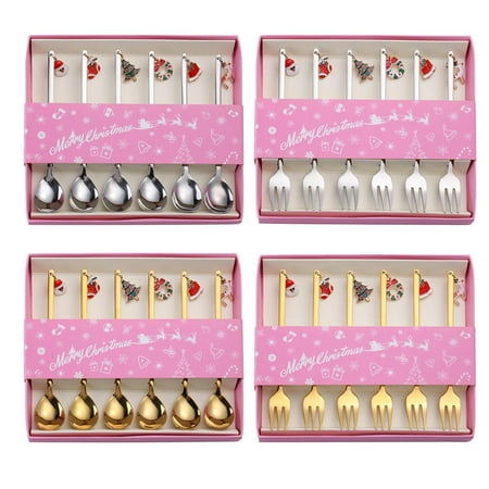 Christmas Dessert Spoon | 6Pcs Cutlery Forks for Christmas | Christmas Drink Stirrers Stainless Steel with Christmas Pendant Dessert Teaspoons Soup Spoons for Christmas Decor
Christmas Dessert Spoon | 6Pcs Cutlery Forks for Christmas | Christmas Drink Stirrers Stainless Steel with Christmas Pendant Dessert Teaspoons Soup Spoons for Christmas Decor