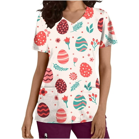 Easter T Shirt Ladies US Scrub Tops for Women Summer Short Sleeve Easter Egg Shirts V Neck Comfy Loose Fit Cute Rabbit Shirts Bunny Tees Pockets Flared Nursing Working Uniform Workwear Tops
Easter T Shirt Ladies US Scrub Tops for Women Summer Short Sleeve Easter Egg Shirts V Neck Comfy Loose Fit Cute Rabbit Shirts Bunny Tees Pockets Flared Nursing Working Uniform Workwear Tops