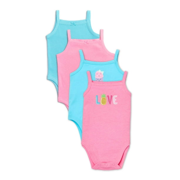 Garanimals Baby Girl Cami Bodysuits, 4-Pack
