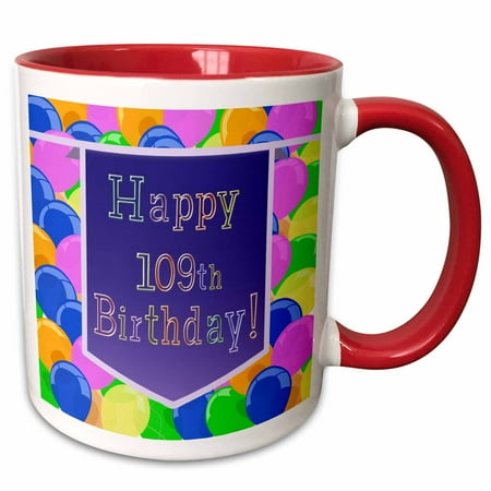 3dRose Balloons with Purple Banner Happy 109th Birthday - Two Tone Red Mug 11-ounce
3dRose Balloons with Purple Banner Happy 109th Birthday - Two Tone Red Mug 11-ounce