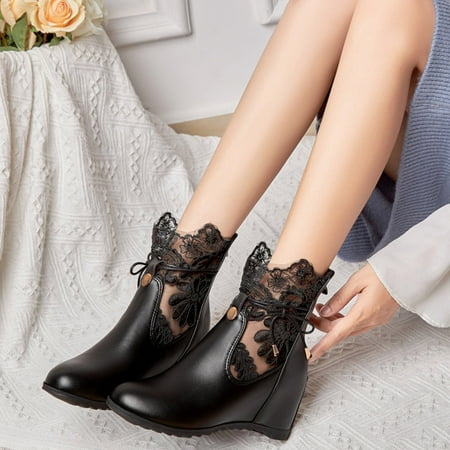 ZMHEGW Women Boots Ladies Solid Color Leather Lace Hollow Hollow Inner Height Short Boots Shoes
ZMHEGW Women Boots Ladies Solid Color Leather Lace Hollow Hollow Inner Height Short Boots Shoes