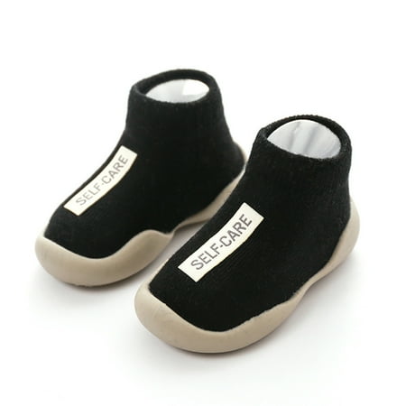 Kids Toddler Baby Boys Girls Solid Letter Anti-Slip Knitted Warm Socks CHMORA