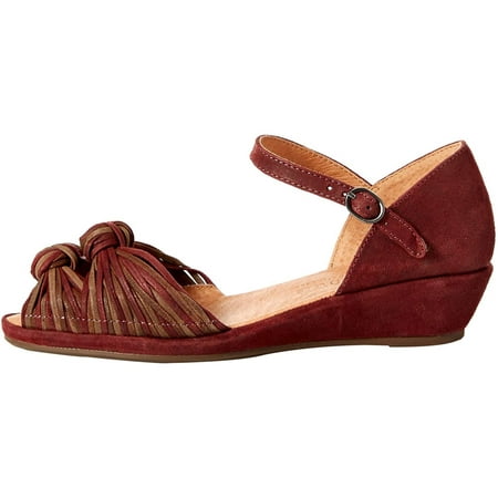 Gentle Souls Women s Shoes Lily Knot Leather Peep Toe Wine Combo Size 6.0