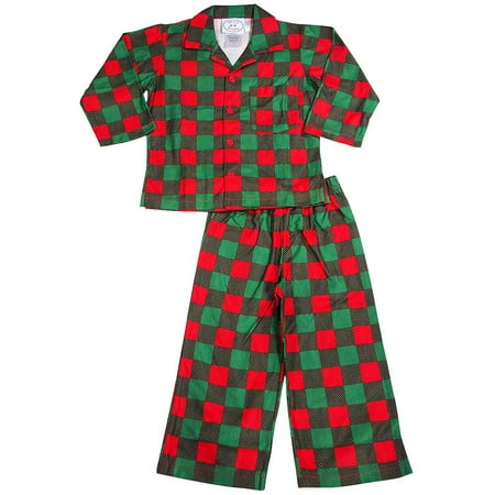 Sara s Prints Toddler Boys Holiday Pajamas Long Sleeve Lounge Sleep Sets Green Red 2