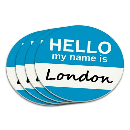 London Hello My Name Is Coaster Set
