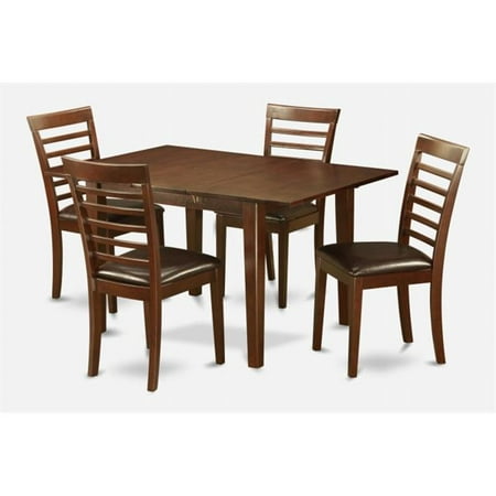 East West Furniture PSML5-MAH-LC 5 Pc Dining Table 32x60in With 4 Ladder Back Faux Leather Seat Chairs
