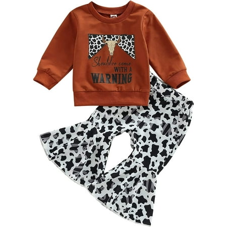 PIKADINGNIS Western Toddler Baby Girl Clothes Letter Crewneck Sweatshirt Top Cow Print Flared Pants Set 2PCS Bell Bottom Outfits
PIKADINGNIS Western Toddler Baby Girl Clothes Letter Crewneck Sweatshirt Top Cow Print Flared Pants Set 2PCS Bell Bottom Outfits