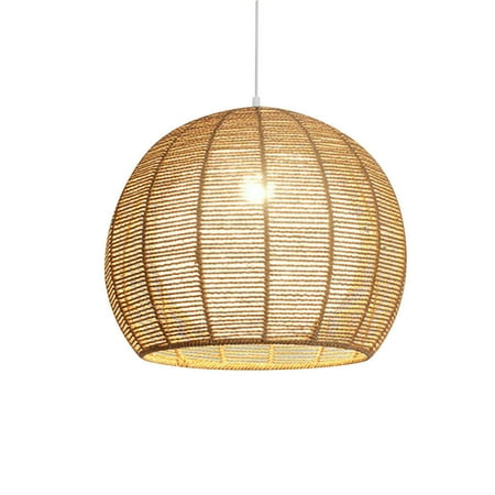 OUKANING Retro Wicker Rattan Shade Pendant Light Creative Ceiling Lamp