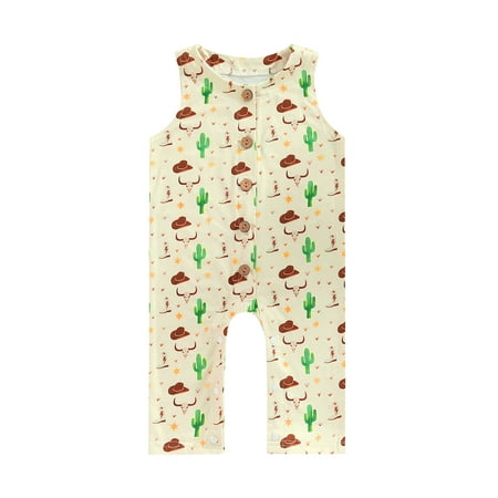 Amuver Baby Boys Girls Jumpsuit Sleeveless Crew Neck Cactus/Horse Print Button Closure Summer Romper
Amuver Baby Boys Girls Jumpsuit Sleeveless Crew Neck Cactus/Horse Print Button Closure Summer Romper