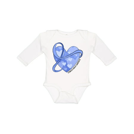 Inktastic Stomach Cancer Awareness Periwinkle Ribbon Around Heart Gift Baby Boy or Baby Girl Long Sleeve Bodysuit