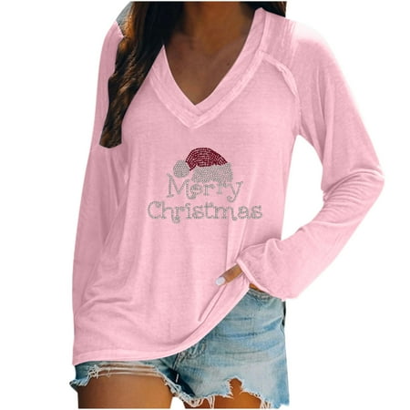 Bospose Merry And Bright Christmas Shirt Long Sleeve Shirt Women Girls V-Neck Shirt Pink Bustier Top Merry And Bright Sweatshirt Fashion Women Causal Hot Drilling Blouse T-Shirt Autumn Tops Lady Ironi
Bospose Merry And Bright Christmas Shirt Long Sleeve Shirt Women Girls V-Neck Shirt Pink Bustier Top Merry And Bright Sweatshirt Fashion Women Causal Hot Drilling Blouse T-Shirt Autumn Tops Lady Ironi