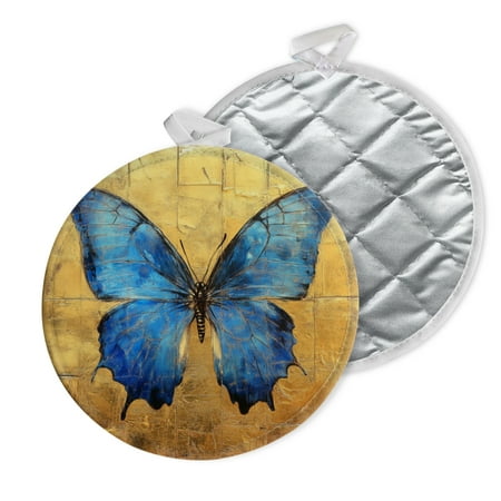 2 PCS Pot Holders for Kitchen Potholders Sets with Hook for Oven Cooking Baking Blue Morpho Butterfly On Gold - Tiled Background
2 PCS Pot Holders for Kitchen Potholders Sets with Hook for Oven Cooking Baking Blue Morpho Butterfly On Gold - Tiled Background