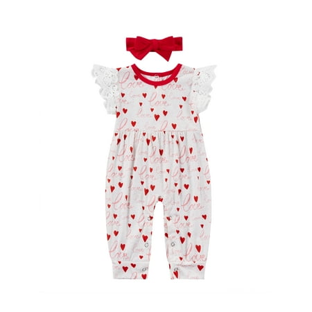 FINELOOK Infant Girls Summer Romper Fly Sleeve Heart Printed Bodysuit Headband White 18-24 Months
FINELOOK Infant Girls Summer Romper Fly Sleeve Heart Printed Bodysuit Headband White 18-24 Months