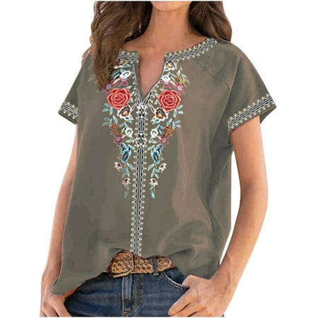 Kakina CMSX Womens Tops Plus Size Clearance Women s Summer Temperament Casual V-neck Ethnic Print Short-sleeved T-shirt Top
Kakina CMSX Womens Tops Plus Size Clearance Women s Summer Temperament Casual V-neck Ethnic Print Short-sleeved T-shirt Top