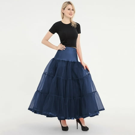 Cathalem Poodle Skirts for Women Woman Floor Length Boneless Skirt A Wedding Dress Skirt Support Grass Table Skirts for Parties Skirt Navy Large