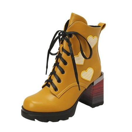 Womens Winter Boots Boots For Women Fashion Women s Thick High Heel Up Ankle Boots Platform Bandage Student Shoes Yellow
Womens Winter Boots Boots For Women Fashion Women s Thick High Heel Up Ankle Boots Platform Bandage Student Shoes Yellow