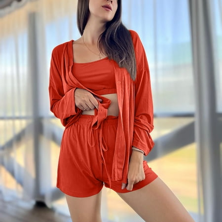 Binmer Women Summer Pajama Suit Summer Solid Three Piece Pajamas Sexy Casual Homewear Set
Binmer Women Summer Pajama Suit Summer Solid Three Piece Pajamas Sexy Casual Homewear Set