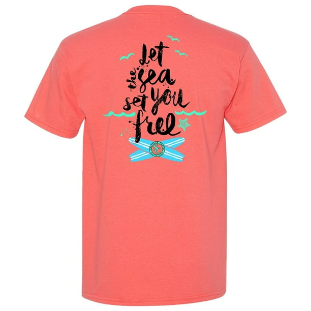 Let the Sea Set You Free Southern Charm Collection on a Coral Shirt