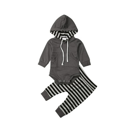 2Pcs Baby Boys Autumn Clothes Set Long-Sleeved Hooded Sweatshirt Romper + Stripes Casual Long Pants
2Pcs Baby Boys Autumn Clothes Set Long-Sleeved Hooded Sweatshirt Romper + Stripes Casual Long Pants