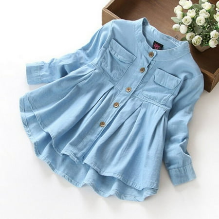 Long Sleeve Denim Ruched Ruffle Botton up T-Shirts Kid s Spring Autumn Stand Collar Casual Tops Princess Blouses for Little Baby Girls Kids 2-7T
Long Sleeve Denim Ruched Ruffle Botton up T-Shirts Kid s Spring Autumn Stand Collar Casual Tops Princess Blouses for Little Baby Girls Kids 2-7T