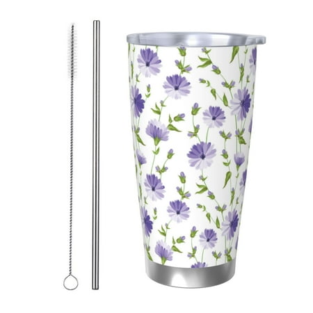 Qekee Purple Chicory Print 20OZ Car Cup Stainless Steel Vacuum Insulated Tumbler Tumbler Cup With Lid And Straw Travel Coffee Mug-Straw Two-piece Set 
Qekee Purple Chicory Print 20OZ Car Cup Stainless Steel Vacuum Insulated Tumbler Tumbler Cup With Lid And Straw Travel Coffee Mug-Straw Two-piece Set