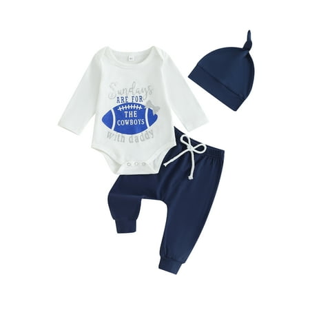 BABAMOON 3Pcs Newborn Infant Baby Boy Football Outfits Set Long Sleeve Letter Print Romper Pants Hat Clothes
BABAMOON 3Pcs Newborn Infant Baby Boy Football Outfits Set Long Sleeve Letter Print Romper Pants Hat Clothes