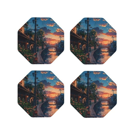 Tideii Twilight Canal Reflection for Leather Coasters 4 Pieces Anti-fouling and Anti-scalding Decorative Coasters Suitable for Restaurants Kitchens Coffee Shops-Octagon
Tideii Twilight Canal Reflection for Leather Coasters 4 Pieces Anti-fouling and Anti-scalding Decorative Coasters Suitable for Restaurants Kitchens Coffee Shops-Octagon