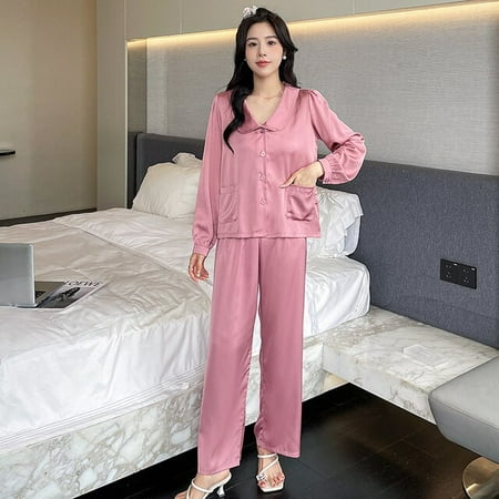 PIKADINGNIS Women Sleepwear Autumn Winter Pajamas Set for Women Fake Silk Sweet Pijama Set Girl Nightgown Loose Waist Long Pant Silk Pajamas
PIKADINGNIS Women Sleepwear Autumn Winter Pajamas Set for Women Fake Silk Sweet Pijama Set Girl Nightgown Loose Waist Long Pant Silk Pajamas