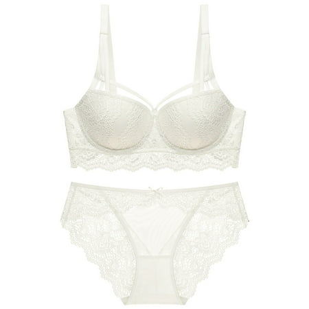 Varsbaby Push Up Bra Underwire Bralette and Panty Set for Women Lace Panties