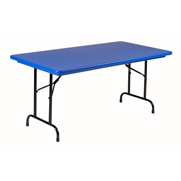 Correll Commercial Duty BLUE Plastic Top Folding Table One-Piece Blow-Molded Plastic Top is Waterproof, Scratch, Stain, & Impact Resistant, Colors go all the way through