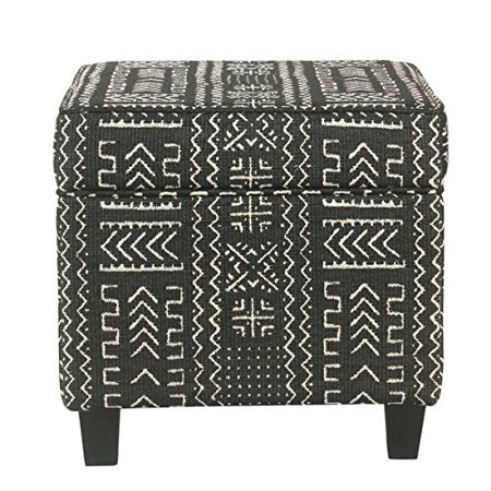 HomePop Square Ottoman with Lift Off Top - Onyx