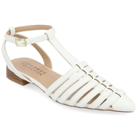 Journee Collection Womens Alivia Ankle Strap Block Heel Pointed Toe Flats